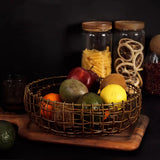Retro ironwork metal storage basket vegetable fruit snack kitchen living room household