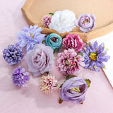 Popxstar Multicolor Mixed Artificial Flowers Silk Rose Fake Flowers for Home Decor Wedding Decoration DIY Craft Garland Bouquet Accessory