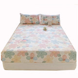 Popxstar 100% Cotton Elastic Bed Sheets Sets Plaid Print Fitted Sheet + 2pc Pillowcases Twin Full Queen King Cal-King Size Bed Cover