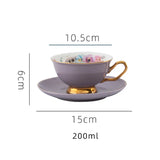 Popxstar  Ceramic Coffee Cup Elegant Flower Tea Cup and Saucer Afternoon Dessert Porcelain Tea Cup Saucer Set Tea Cafe Espresso Cup