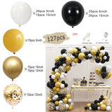 Popxstar Black and Gold Balloons Garland Arch Kit with Starburst Foil Balloons for Wedding Birthday Family Party Decorations Supplies