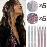 Popxstar 12pcs Glitter Sparkling Shinny Fairy Hair Accessories Tinsel Hair Extension for Women and Girls for Christmas New Year Halloween