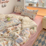Popxstar  100% Cotton Bedding Set Cartoon Cute Animals Duvet Cover Set Bed Linen Flat Sheets Set 2 Pillowcases Single Double Queen Size