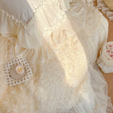 Popxstar  Two-thirds Rose Flowers Lace Princess Wedding Bedding Set 1200TC Egyptian Cotton Duvet Cover Flat/Fitted Bed Sheet Pillowcases