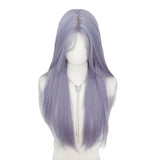 Popxstar Wig for Women Lace Front Gray Purple Long Straight Hair Lolita Fashion Simulation Natural Headband Synthetic Wigs for Daily Use