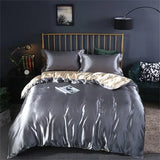 Popxstar High-end Blending Natural Mulberry Silk Bedding Set Luxury Satin Silky Queen Size Duvet Cover Set with Sheets King Size Bed Set