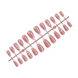 Popxstar  24Pcs Nude Pink Color Press On Nails Almond White French Tip Fake Nails Fairy Flower Printed Sweet Girls DIY Manicure Nails Art