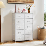 Popxstar Bedside Table For Bedroom With 10 Fabric Drawers Nightstand Storage Cabinet With Steel Frame Clothes Storage Display Cabinet