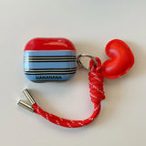 Popxstar  Stripe Love Heart Lanyard For AirPods 4 2024 New Earphone Case For AirPods Pro 2 3nd Generation Wireless Bluetooth Charging Box