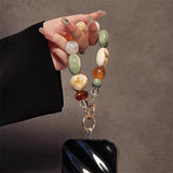 Popxstar  Korean Retro Bead Bracelet For iPhone Phone Strap Charm Chain Knot Cellphone Lanyard Keychain Bag Earphones Pendant Accessories