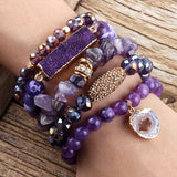 Popxstar Fashion Designer Gemstone Crystal Glass Beaded Bracelet Sets Druzy Charm 5pc Stack Bracelet Bracelets Set For Women Jewelry Gift
