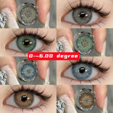 Popxstar Colored Contact Lenses with Prescription Myopia Blue Lenses with Degree Gray Pupils Lens Brown Lenses Fashion Yearly
