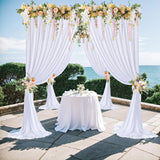 Popxstar Free White Backdrop Curtains for Wedding Parties, Polyester Photography Backdrop Drapes for Birthday Parties Stage