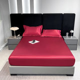 Popxstar Rayon Satin Waterproof Fitted Sheet Silky Solid Color Bed Sheet Elastic Band Sheets Smooth Bedsheet Mattress Cover