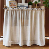 Popxstar 1PC Japanese Solid Color Stripes Short Curtain for Cupboard Kitchen Top and Bottom Edging Sheer Window Drape Study
