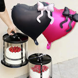 Popxstar  Heart-shaped Foil Balloon with Bow for Women Birthday Party Weddings Baby Shows Valentine's Day Anniversary Photograph  Decor