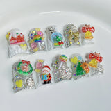 10Pcs Christmas Red Press on Nails Duckbill Shape Nail Cute 3D Cartoon Fake Nails Santa Claus Christmas Tree Decor False Nails