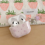 Popxstar  new earphone case for apple airpods pro 2 charging box protection cover purple flower fall prevention keychain for airpods 4 3 2