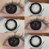 Popxstar 2PCS Big Grey Contact Lenses for Eyes Myopia Colored Contact Lens Natural Brown Pupils Gradient Contact Lens Black Lens