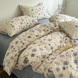 Popxstar  4PCS Vintage Style Bedding Set Princess Lace Duvet Cover 200x230cm Flat Sheet Set Twin Double Size Bed Set For Bedroom Decor