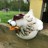 Popxstar Halloween Funny Chicken Fence Decor Statues Resin Garden Farm Yard Chicken Hen Sculpture Art Craft Courtyard Housewarming Home Decoration