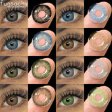 Popxstar  1pair New Blue Lenses Colored Green Contact Lenses for Eyes Brown Eyes Soft Contacts Lens Yearly Gray Lens Green Pupils