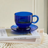Popxstar Set of 2 Cups and Saucers Glass Mug Coffee Tea Water Bottle Cup Set Mugs Drinkware Heat-resistant Glass
