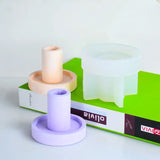 Popxstar S/M/L DIY Cylindrical Candlestick Mold Jesmonite Cement Candle Holder Silicone Mould Taper Candle Holder Molds Home Decor