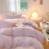 Popxstar  Simple Fresh Queen Bedding Set 100% Cotton Soft Comfortable Duvet Cover Set with Sheets Quilt Cover and Pillow Covers Bed Sets