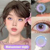 New 1 Pair Colored Contact Lenses with Degree Myopia Lenses Halloween Lenses Fashion Purple High Quality Beauty Pupil