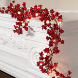 Popxstar 5.9ft/180cm Red Berry Christmas Garland Optional lighting Gold Silver Berry Artificial Garland Christmas Decoration for New Year