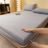 Popxstar Fitted Sheet Solid Color Mattress Cover With Elastic Band Bed Sheet Single Double Queen Size Bedsheet High Quality Fit Sheet