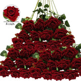 Popxstar 100 Pieces Artificial Roses Flowers Fake Silk Roses Bouquet for Table Centerpiece Vases Wedding Party Decor