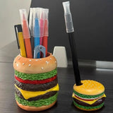 Popxstar Hamburger Pen Holder Pencil Holder for Desk Hamburger Handmade Pencil Holder Bedroom Desk Organizers Desk Accessories Decoration
