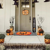 Popxstar Halloween Pumpkins Floor Door Mats Waterproof Kitchen Flannel Carpets Hallway Rugs Bedroom Bathroom Non-Slip Entrance Doormat
