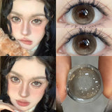 1 Pair Brown Colored Contact Lenses with Myopia 0~-8.00 Degree Natural Cosmetic Beauty Pupil Soft Circle Color Lenses