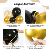 Popxstar Black and Gold Balloons Garland Arch Kit with Starburst Foil Balloons for Wedding Birthday Family Party Decorations Supplies