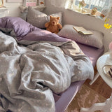Popxstar  Class A simple high-end three-layer yarn bedding four-piece set, bed sheet quilt cover, dormitory three-piece set