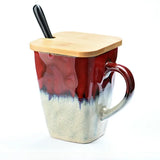 Popxstar  Retro Personality Square Cup Ceramic Large Capacity Mug With Spoon Coffee Cup Home Creative Couple Cup