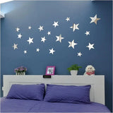 Popxstar  20pcs Star Wall Sticker 3D Acrylic Irregular Mirror Vanity Living Room Decoration Cartoon Wall Stickers for Kids Room Home Decor