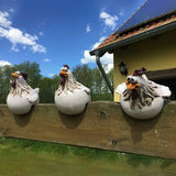 Popxstar Halloween Funny Chicken Fence Decor Statues Resin Garden Farm Yard Chicken Hen Sculpture Art Craft Courtyard Housewarming Home Decoration