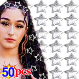Popxstar 2/50Pcs Y2K Silver Star Hair Clips for Girls Filigree Star Metal Snap Clip Hairpins Barrettes Hair Jewelry Nickle Free Bobby Pin