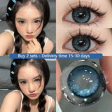 2Pcs New Colored Contacts Lenses with Myopia Yearly Brown Lens Soft Fashion Colored Cosmetics Natural Beauty Pupils