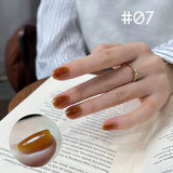 1-12pcs TC Semi Transparent Maillard Brown Solid Color Gel Nail Polish Pure Desire Pink Nails Red Nais White Nails Nail Art