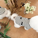 Summer Pet Bow Puppy Shirt Collar Strap Fashion Flying Sleeve Striped Dog Dress Black White Dress Teddy for Small Dog Clothes