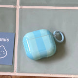 Popxstar  Cute Blue Stripe Imd Silicone Earphone Case With Keychain For Apple AirPods 1 2 3 4 Pro 2 Bluetooth Headphone Protection Cover