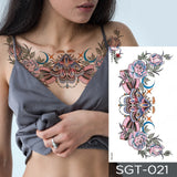 Popxstar Large Chest Waist Shoulder Back Waterproof Temporary Tattoo Sticker Lace Gemstone Flower Fake Tatoo Underboob Body Art For Women