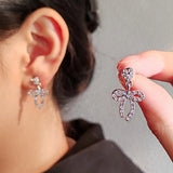 Popxstar Lovely Pearl Bow Earrings for Women Internet Design Versatile Drop Oil Vintage Earrings Fashion Jewelry Party Wedding Gifts