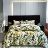 Popxstar  1000TC Egyptian Cotton Flowers Plant Prints Bedding Set Single Double Queen King Size Duvet cover Set Bed Sheet Pillowcases 4Pcs
