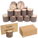 Popxstar 10pcs Ecological Wood Stump Seat Clip Wooden Note Photo Holder Business Card Holder Wedding Birthday Party Graduation Decoration